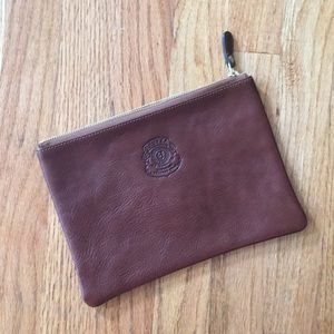 Handmade brown leather clutch